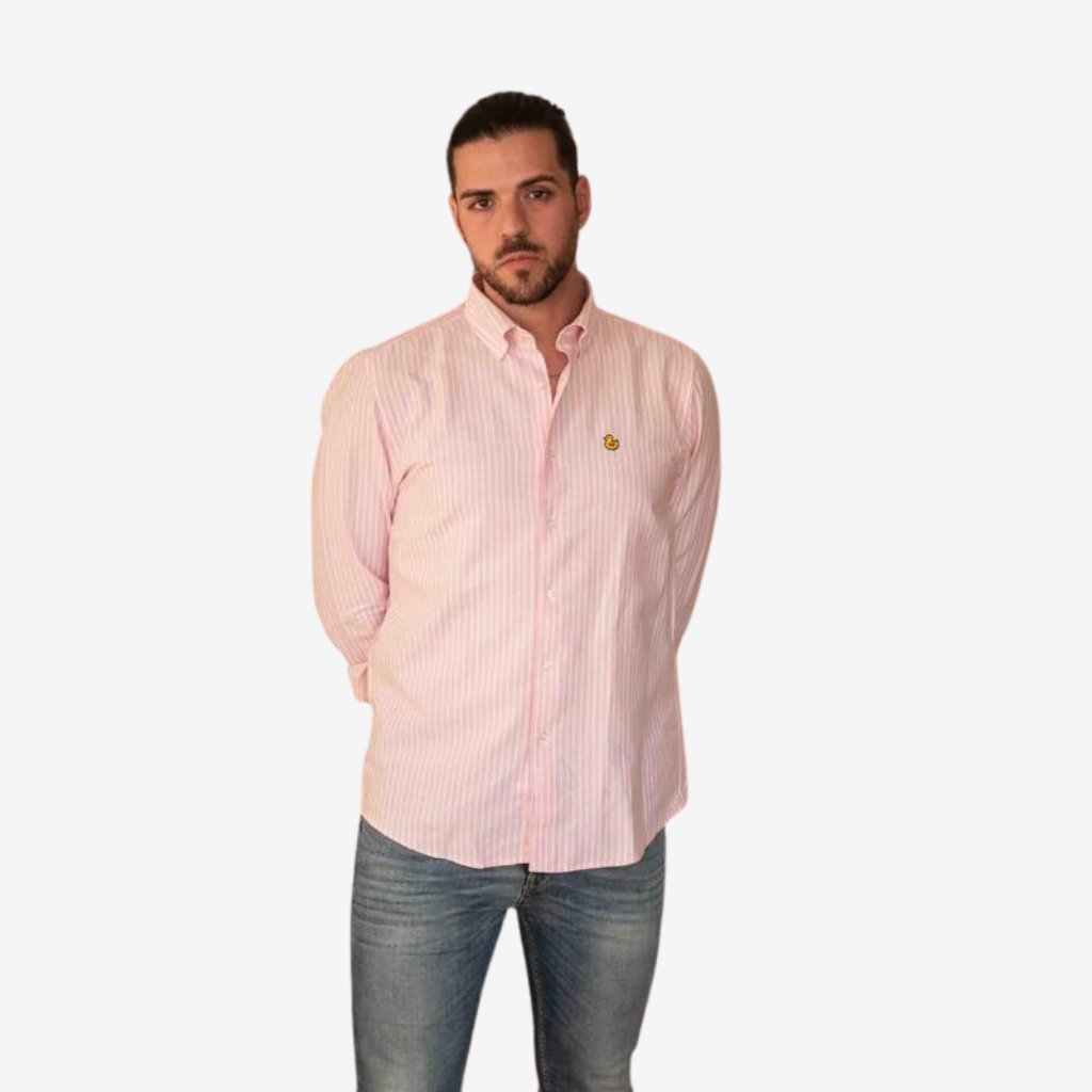 Camisa Rosa Rayas blanca