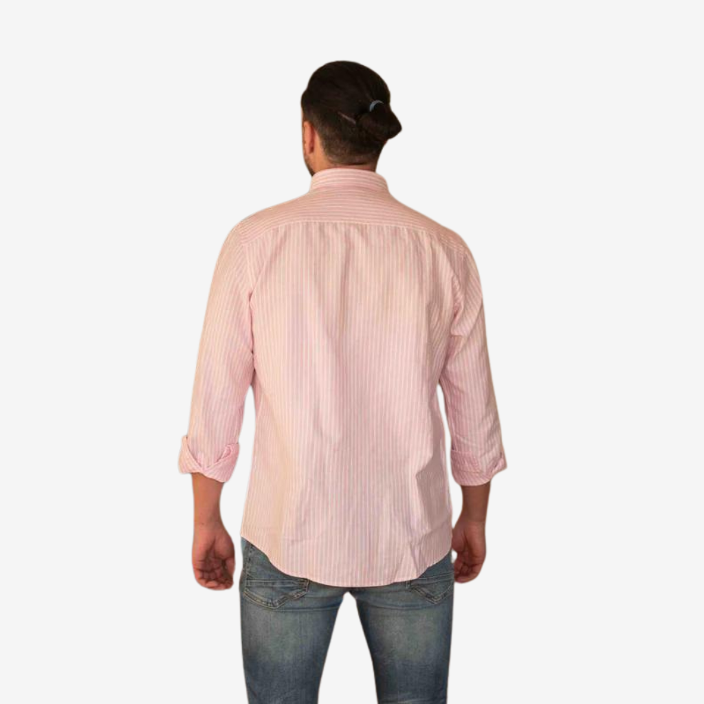 Camisa Rosa Rayas blanca