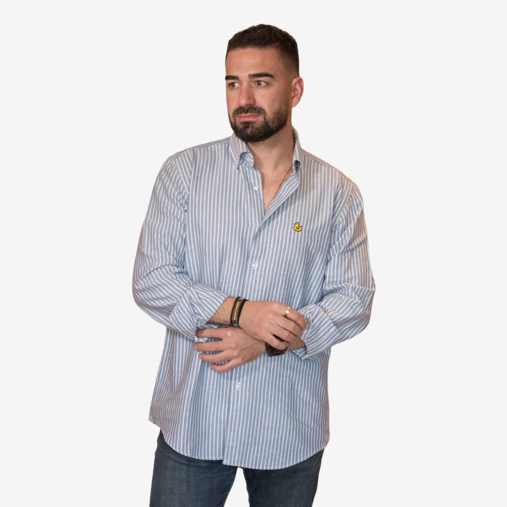 Camisa Azul Rayas blanca