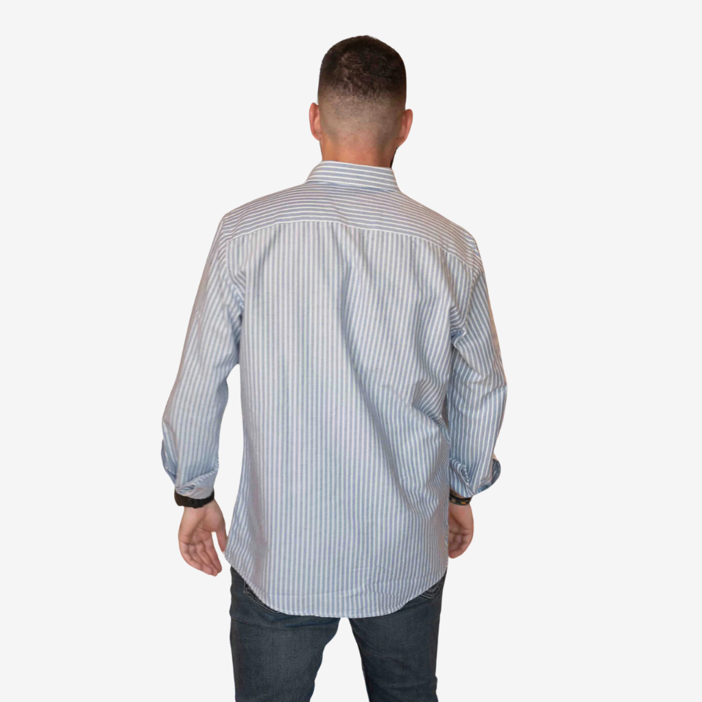 Camisa Azul Rayas blanca